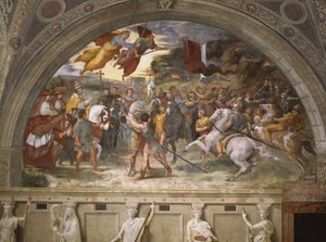 De ontmoeting van Leo de Grote en Attila, Stanza di Eliodoro, 1514 door Raffaello Sanzio Raphael